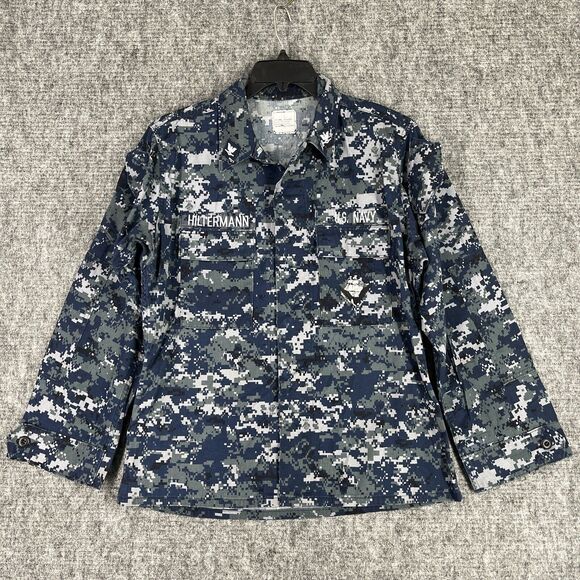 US NAVY SHIRT Men M Digital Camo Working Uniform Vintage Military Sailor 00s - Picture 1 of 8